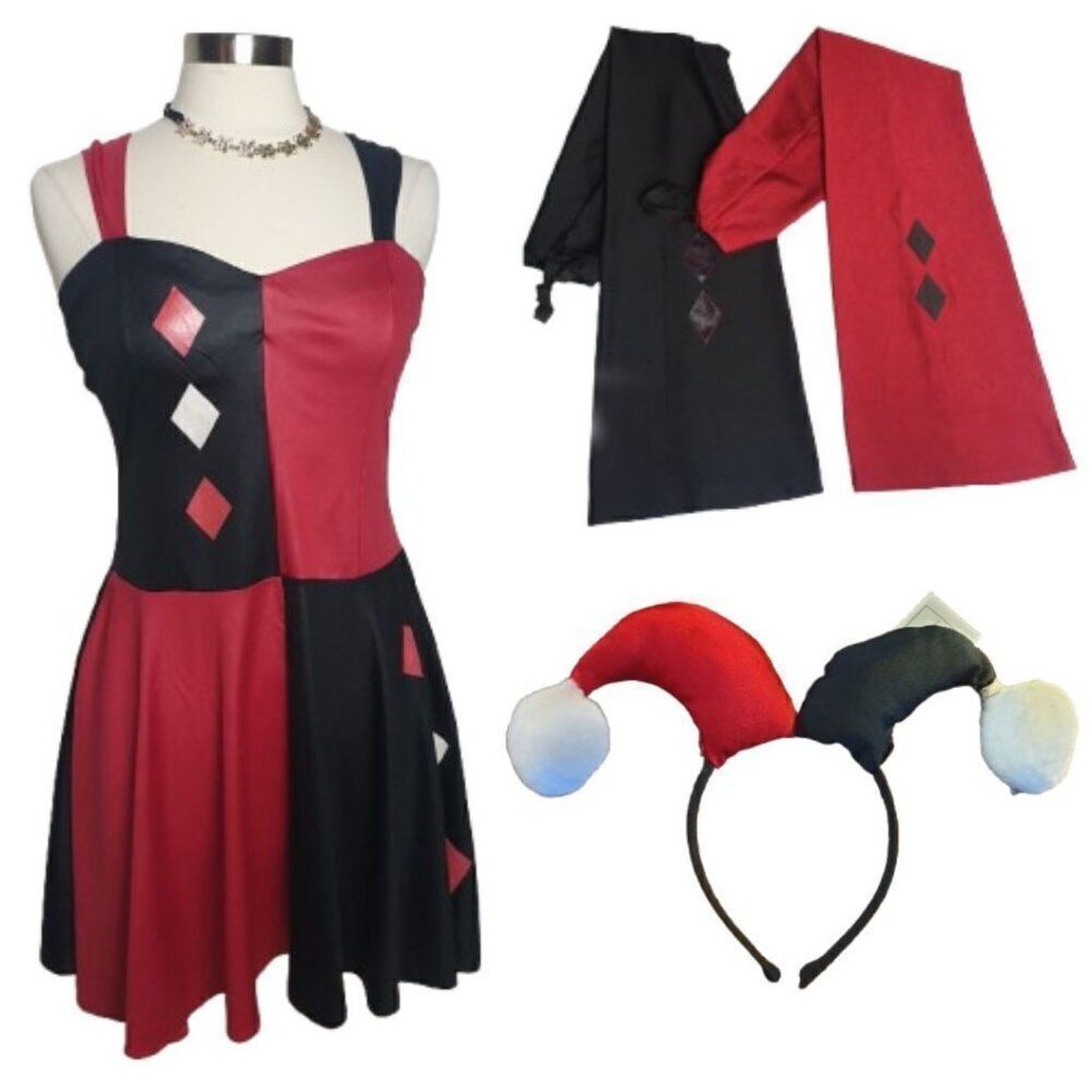 Adult Harley Quinn Costume Deluxe Women's Halloween DC Comic Costume M
